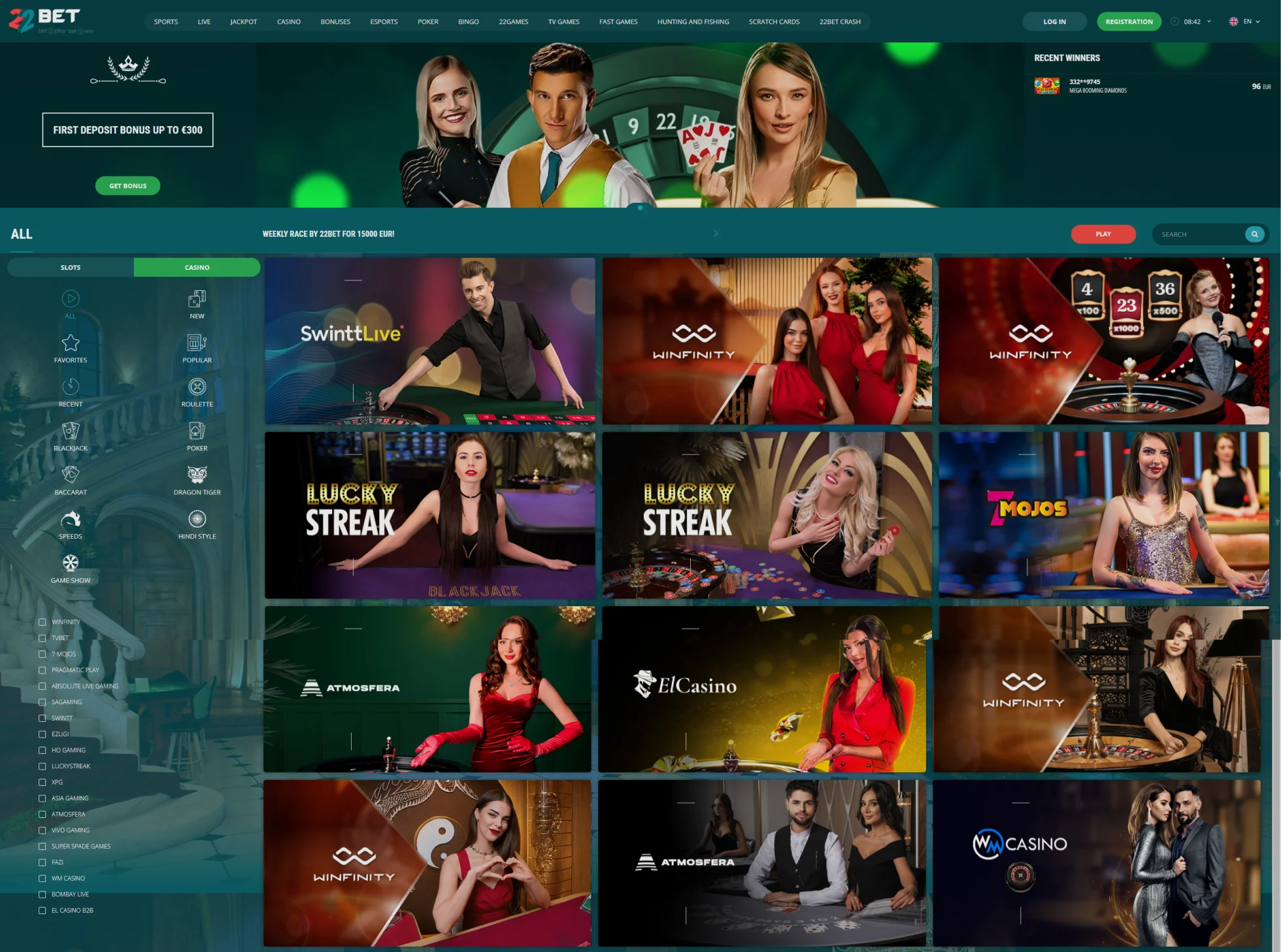 22Bet Live Dealers